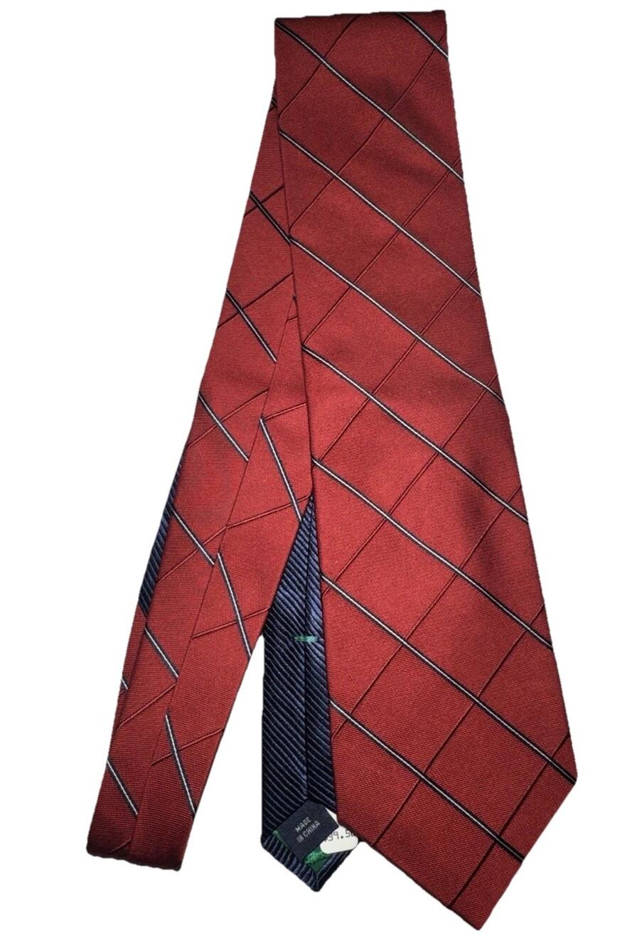 Tommy Hilfiger Men's Woven Pointed Striped Tie Red Navy Green